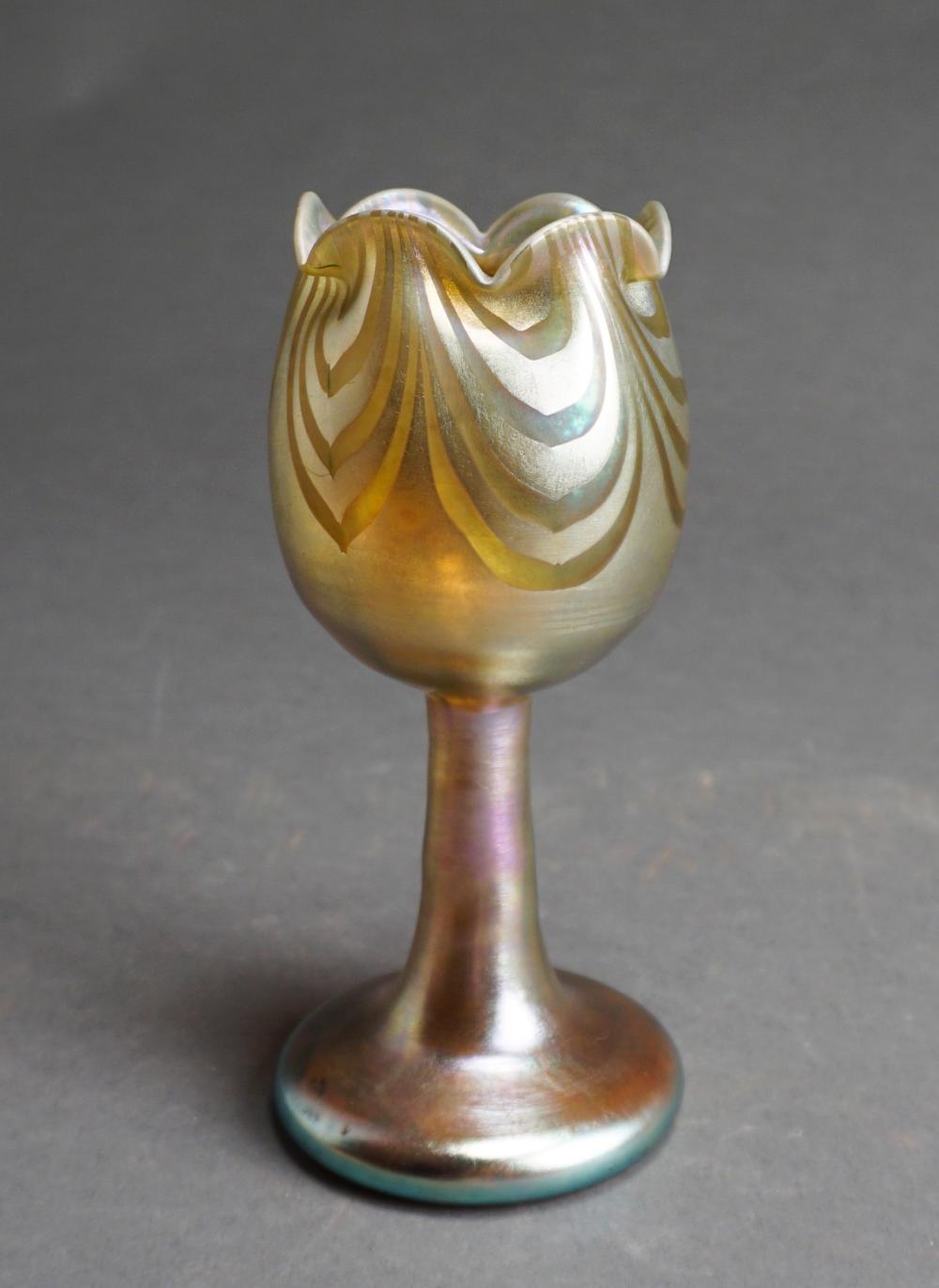 Appraisal: Steuben Gold Aurene Glass Tulip Cup Numbered H in cm