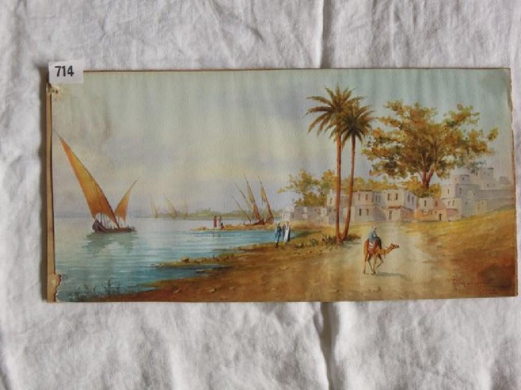 Appraisal: An early th century watercolour of a Nile scene with