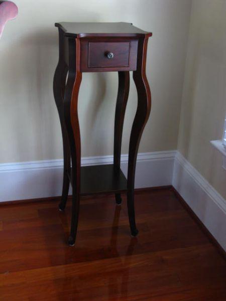 Appraisal: Tall Side Stand with shaped legs single drawer lower shelf