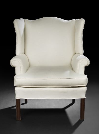 Appraisal: George III-Style Mahogany Wing Chair the domed and padded back