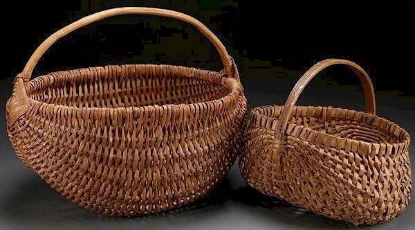 Appraisal: A PAIR OF WOVEN BASKETS TH CENTURY A PAIR OF