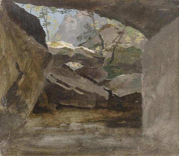 Appraisal: SALATH FRIEDRICH Binningen - Paris Rocky landscape Oil on paper