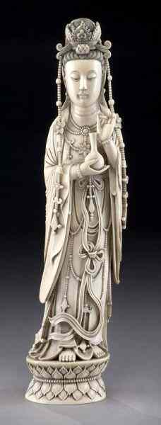 Appraisal: Chinese Qing carved ivory Guanyin International buyers should note that