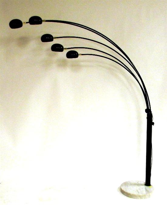 Appraisal: Standing floor multi-arm arc lamp with marble base black painted