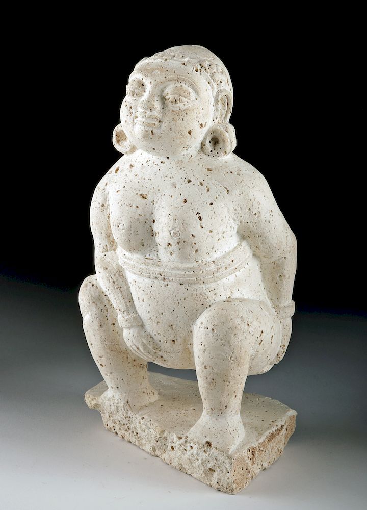 Appraisal: Majapahit Stucco Female Figure in Birthing Pose Originally Listed At