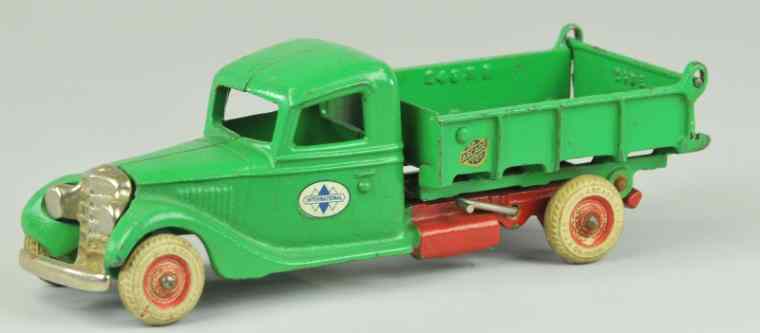 Appraisal: INTERNATIONAL DUMP TRUCK Arcade cast iron painted in green overall