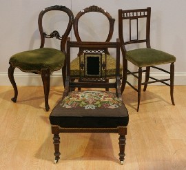 Appraisal: A Victorian nursing chair together with three side chairs various