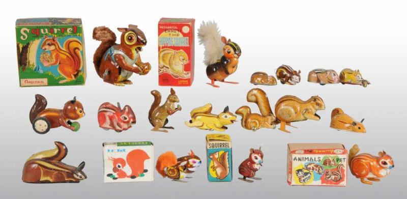 Appraisal: Lot of Tin Squirrel Chipmunk Toys Description Japanese German Chinese