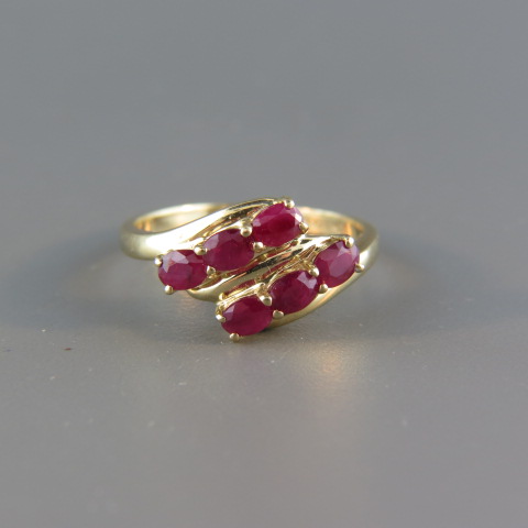 Appraisal: Ruby Ring six rich gems totaling carat in k yellow