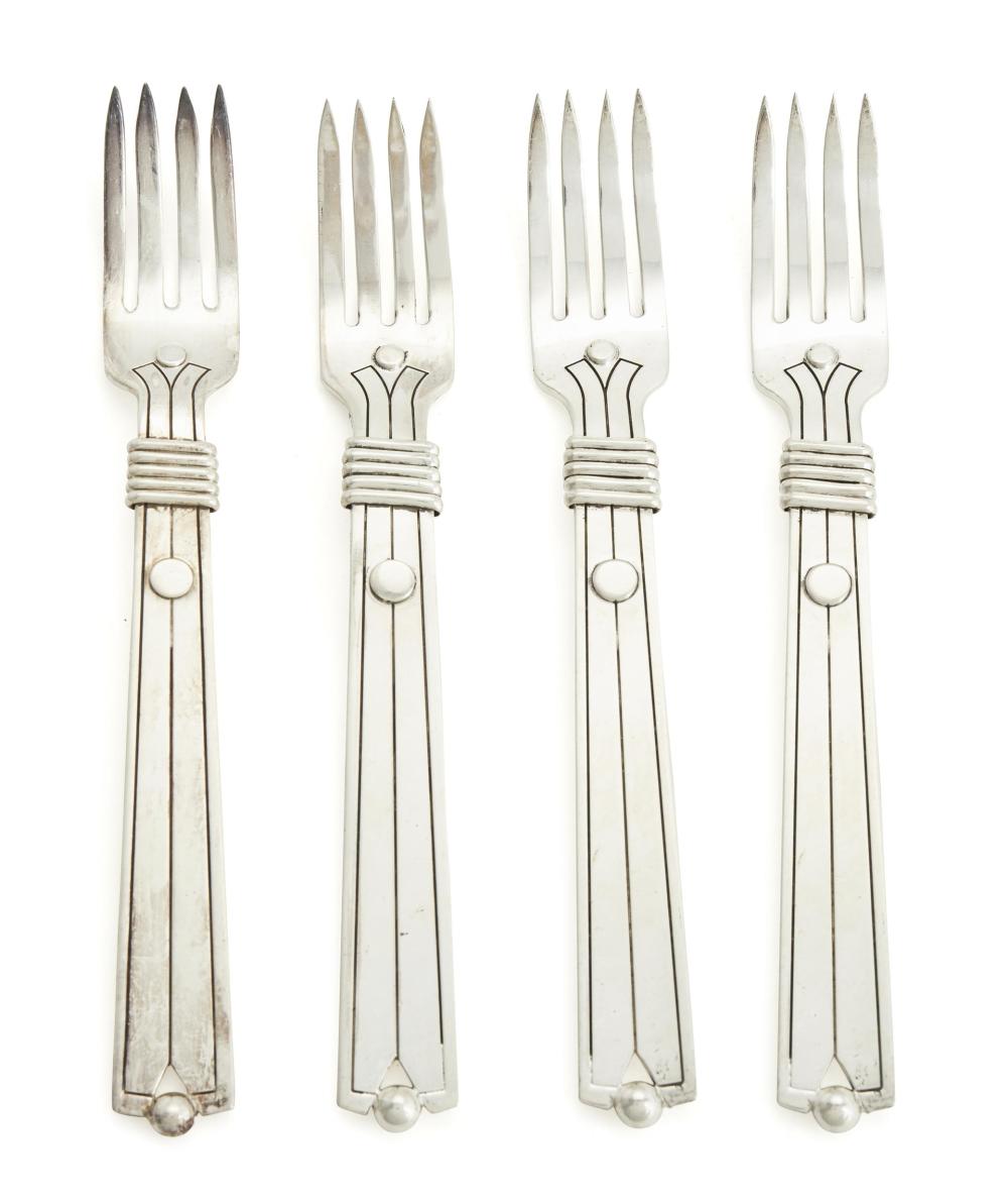 Appraisal: Twelve William Spratling Amarres Disco forks - Third Design Period