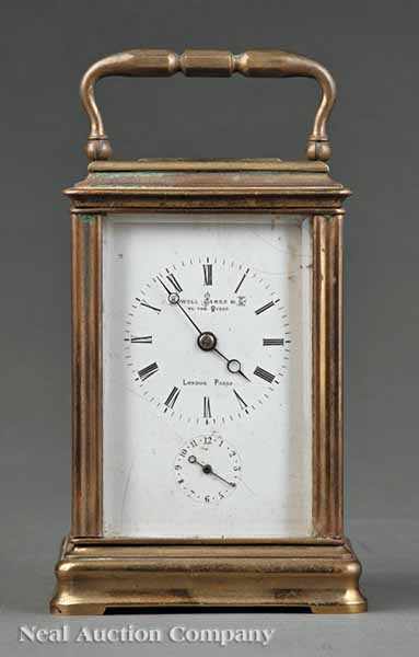 Appraisal: An Antique French Brass Carriage Clock late th c Japy