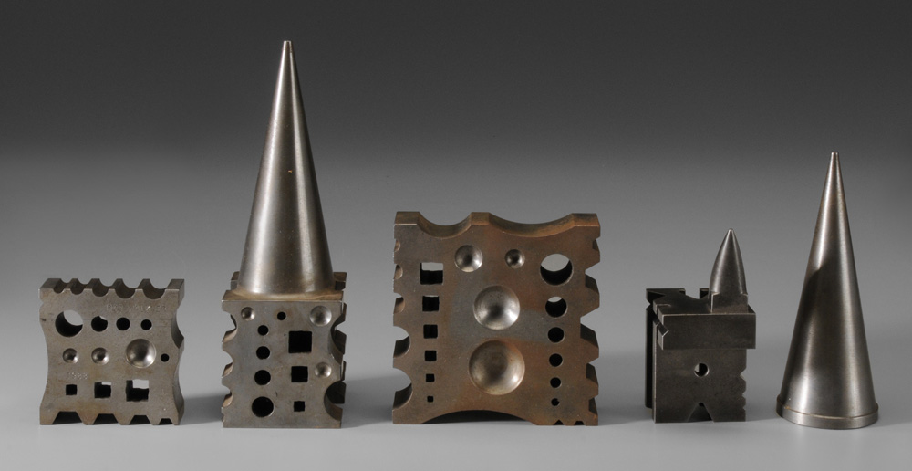 Appraisal: Five-Piece Miniature Blacksmith's Tool Set finely machined swedge blocks con