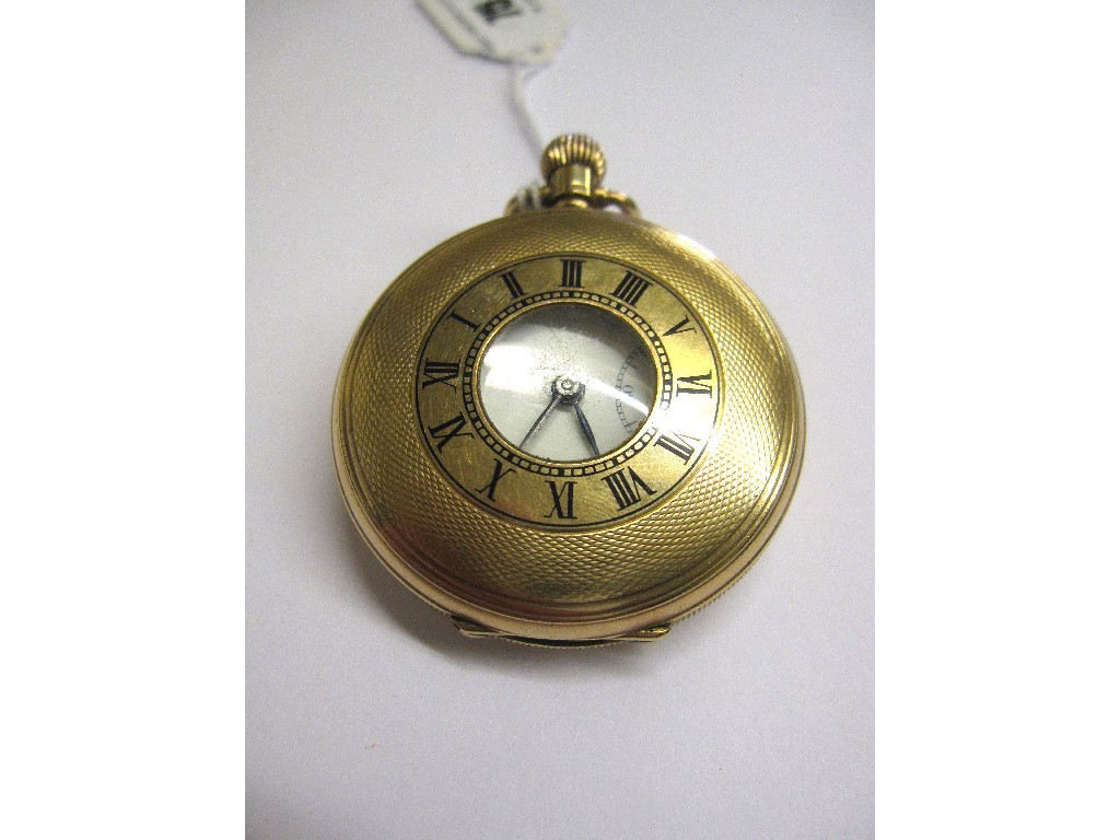 Appraisal: Nine carat gold cased half hunter pocket watch hallmarked Birmingham