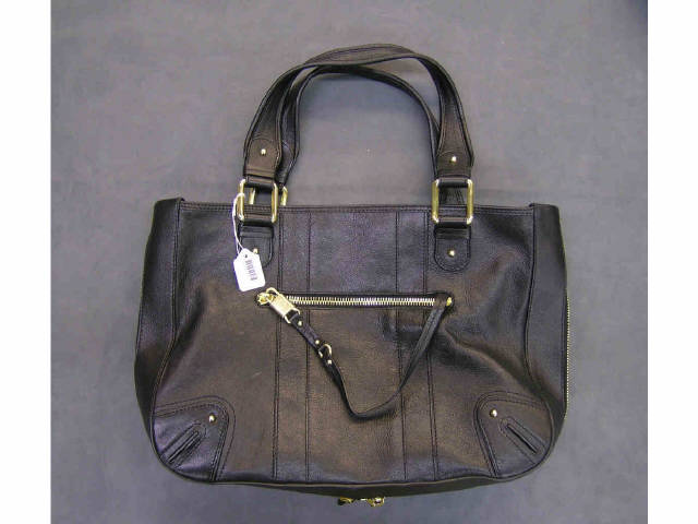 Appraisal: Black leather expandable Marc Jacobs messenger style handbag with zippered