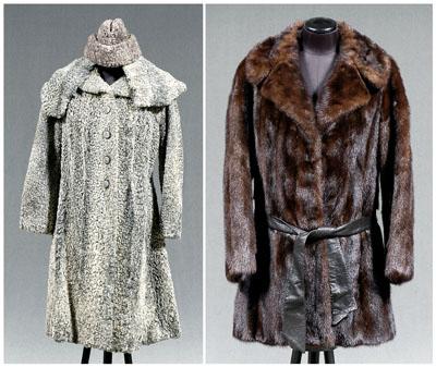 Appraisal: Two fur coats one gray Persian lamb with matching hat