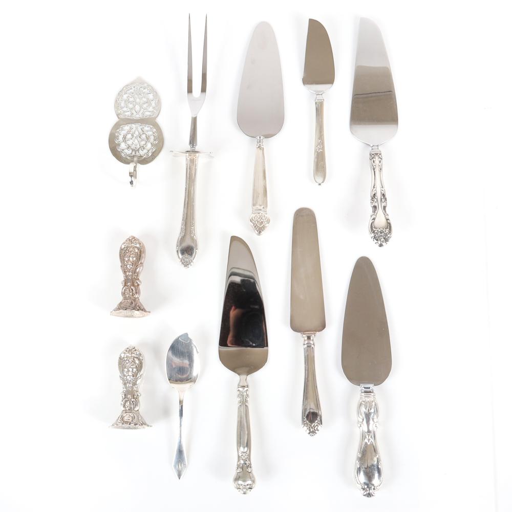 Appraisal: VARIOUS ANTIQUE STERLING HANDLE AND SILVER PC FLATWARE HOLLOWARE SERVING