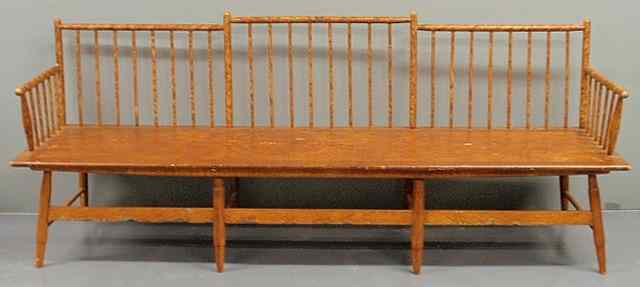 Appraisal: Bamboo turned Windsor bench early th c with paint of