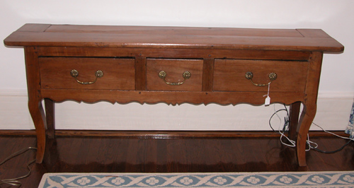 Appraisal: Early Continental Fruitwood Sideboard Having Three Drawers and Shaped Legs