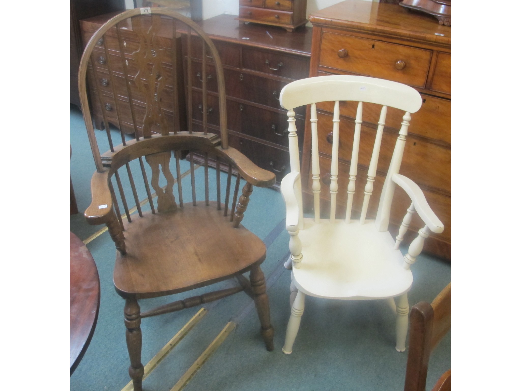 Appraisal: An ash Windsor high back chair and another