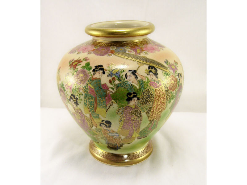 Appraisal: Satsuma Vase Finely decorated and detailed Measures high and diameter