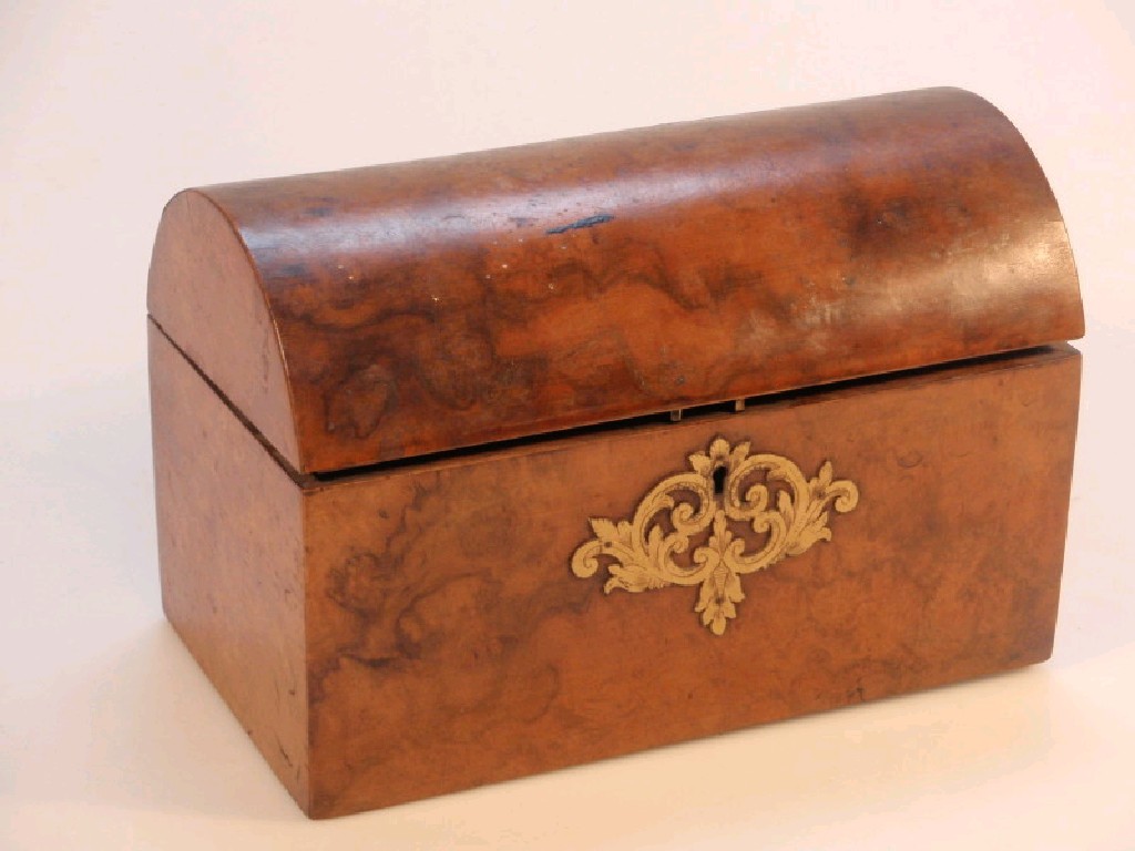 Appraisal: A Victorian burr walnut dome topped stationery box