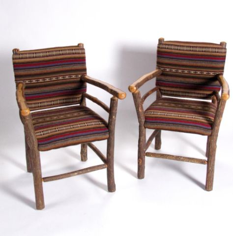 Appraisal: Pair of Old Hickory Arm Chairs with padded upholstered seats