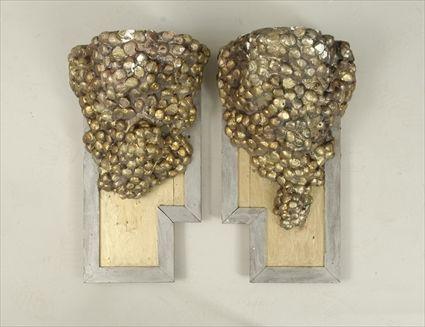 Appraisal: Pair of Gilt Plaster Grape Bunch-Form Wall Brackets on Wood