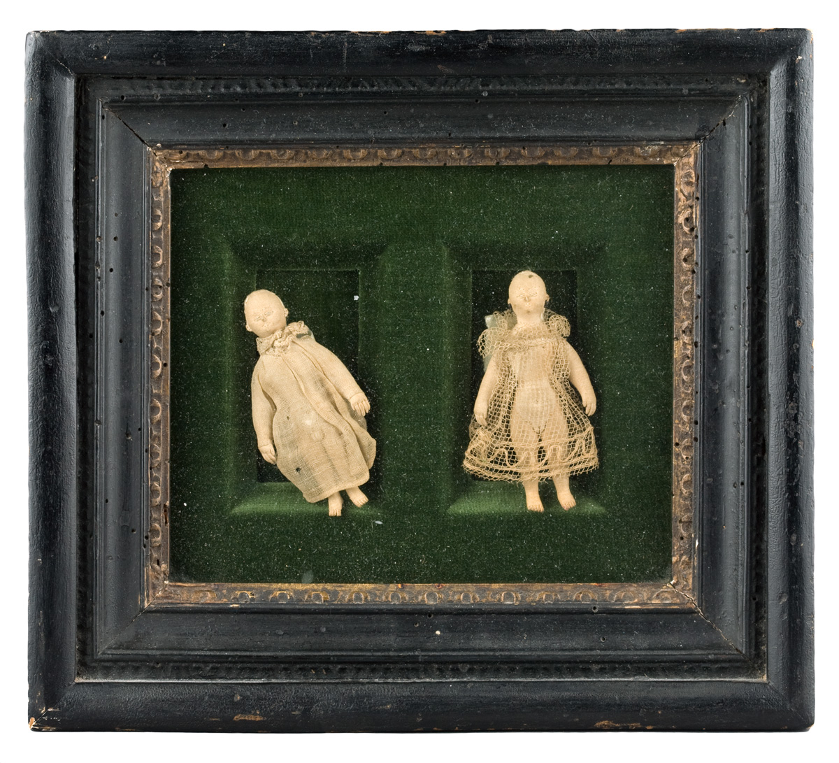 Appraisal: PAIR OF ENGLISH FABRIC TEACHING DOLLS EIGHTEENTH CENTURY Modelled as