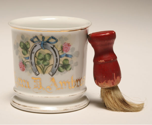 Appraisal: Occupational shaving mug Good Luck Horseshoe Gilt trim Royal Austria