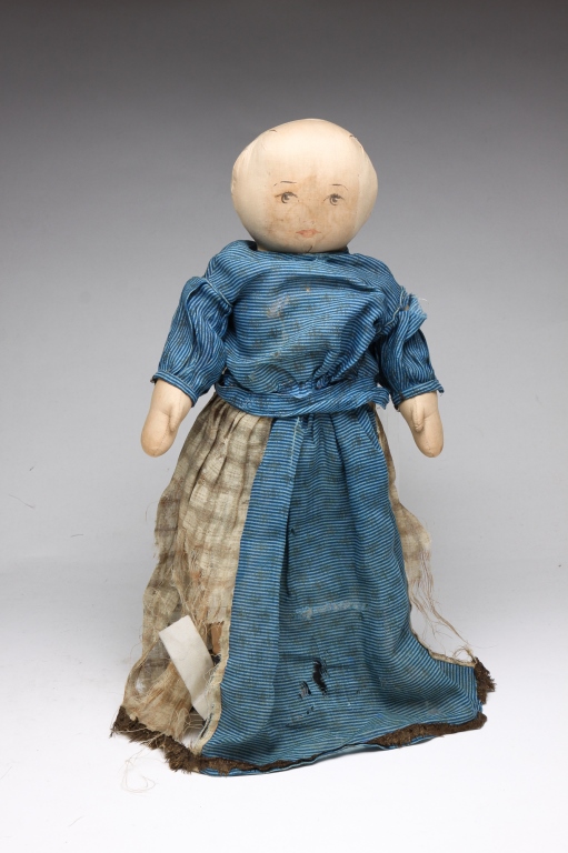 Appraisal: AMERICAN RAG DOLL Ca - Inked facial features Period dress