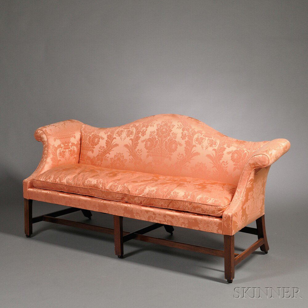 Appraisal: Chippendale Upholstered Camel-back Sofa probably England late th century the