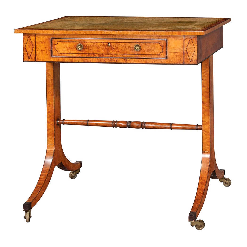 Appraisal: George III Rosewood and Maple Writing Table The rectangular gilt