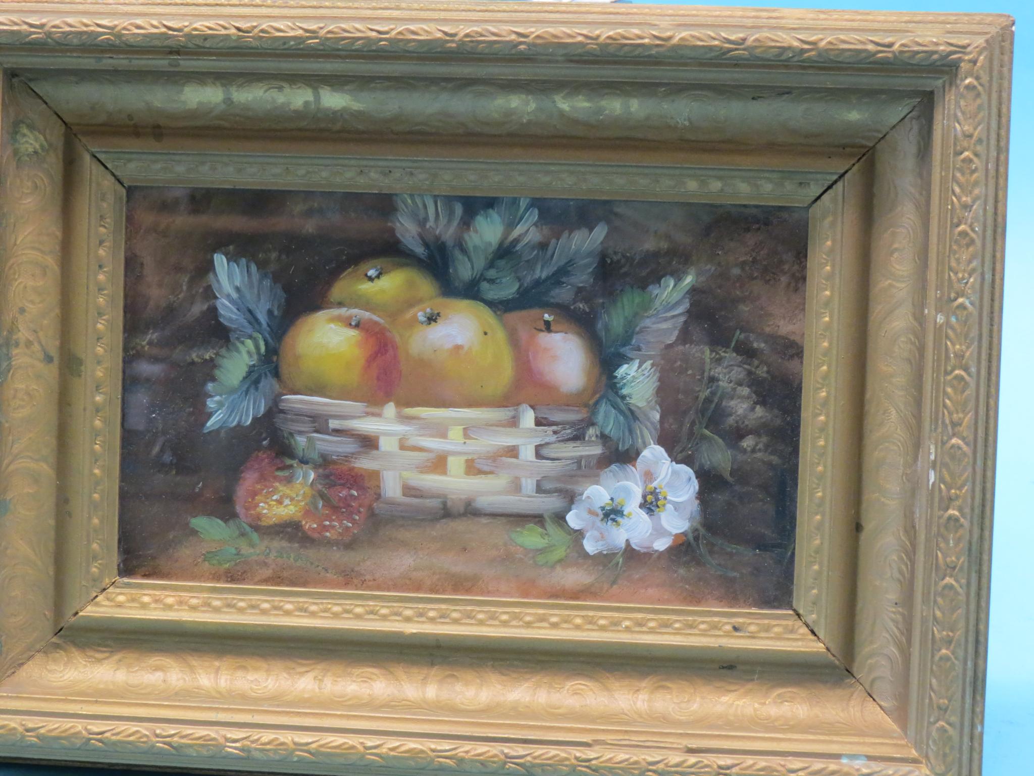 Appraisal: A pair of oils still life grapes and apples unsigned