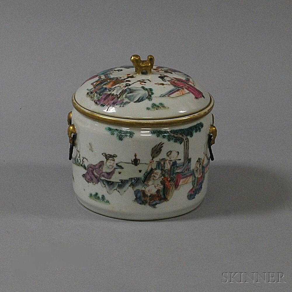 Appraisal: Chinese Famille Rose Covered Butter Dish with three sections stamped