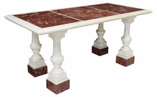 Appraisal: Continental marble table having long rectangular top with three rouge