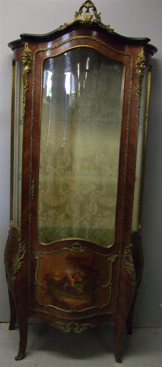 Appraisal: Late th century kingwood Vernis Martin style serpentine display cabinet