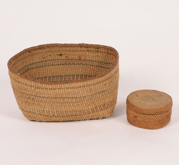 Appraisal: Native American Indian Northwest baskets with woven splint bases one