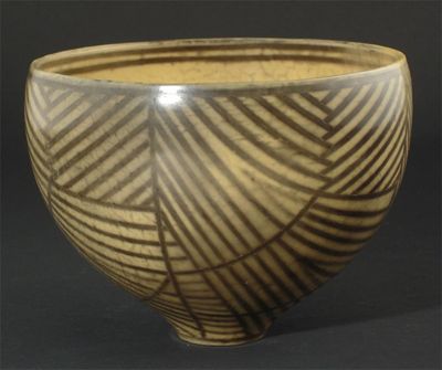 Appraisal: A Duncan Ross burnished earthenware bowl geometric decoration to outside