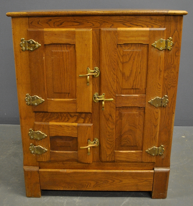 Appraisal: - Oak icebox with paneled doors early th c h