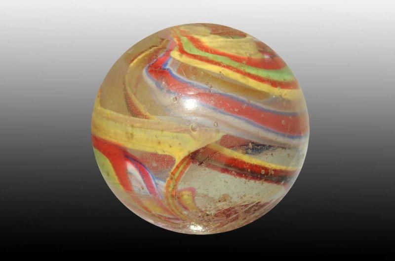 Appraisal: Rare Naked Left Twist Ribbon Faceted Marble Description Single Pontil