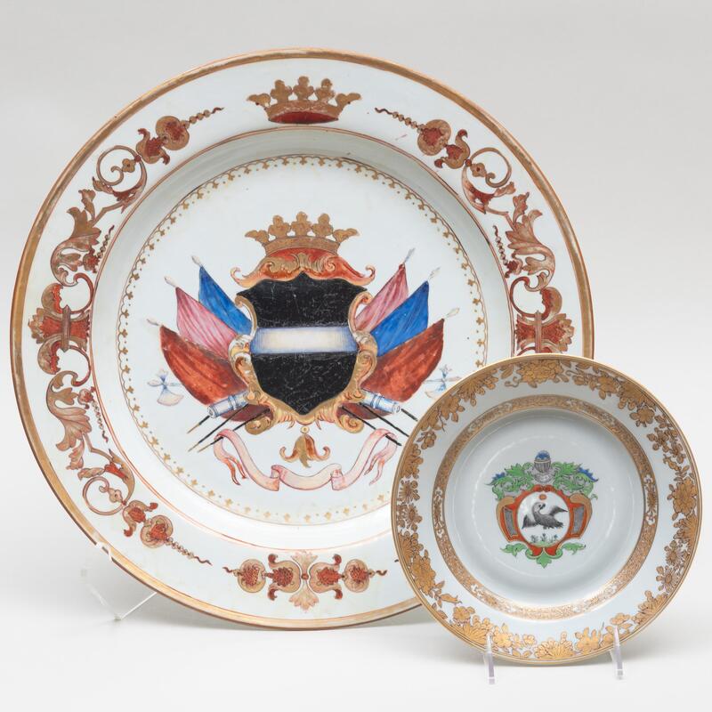 Appraisal: Large Chinese Export Armorial Porcelain Charger and a Armorial Soup