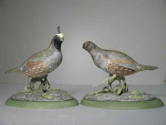 Appraisal: Pair of Boehm porcelain ''California Quails'' Both Includes male sculpture