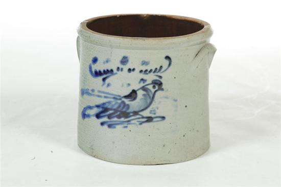 Appraisal: STONEWARE CROCK American nd half- th century Brushed cobalt bird