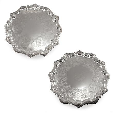 Appraisal: Silver Plated Rococo Style Footed Tray Together with a Victorian