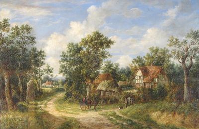 Appraisal: H C Buttler th Century Cottages in a wooded landscape