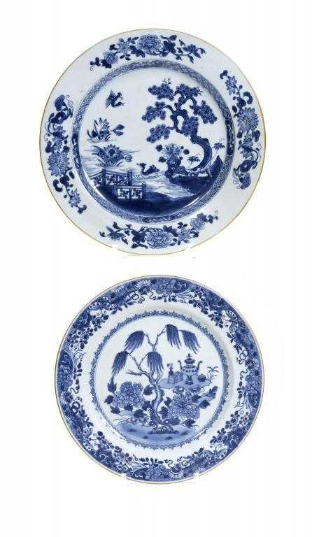 Appraisal: TWO CHINESE PORCELAIN DISHES the larger painted in underglaze blue