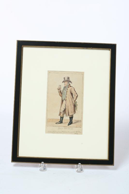 Appraisal: PORTRAIT English watercolor on laid paper Full-length portrait of a