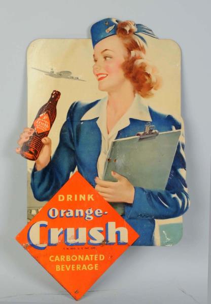 Appraisal: Orange Crush Stewardess Hanging Sign This Orange Crush sign has