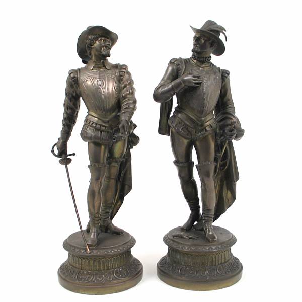 Appraisal: A pair of French spelter figures of gentlemen height in