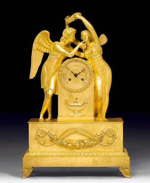 Appraisal: MANTEL CLOCK AMOUR ET PSYCHE Empire after the model by